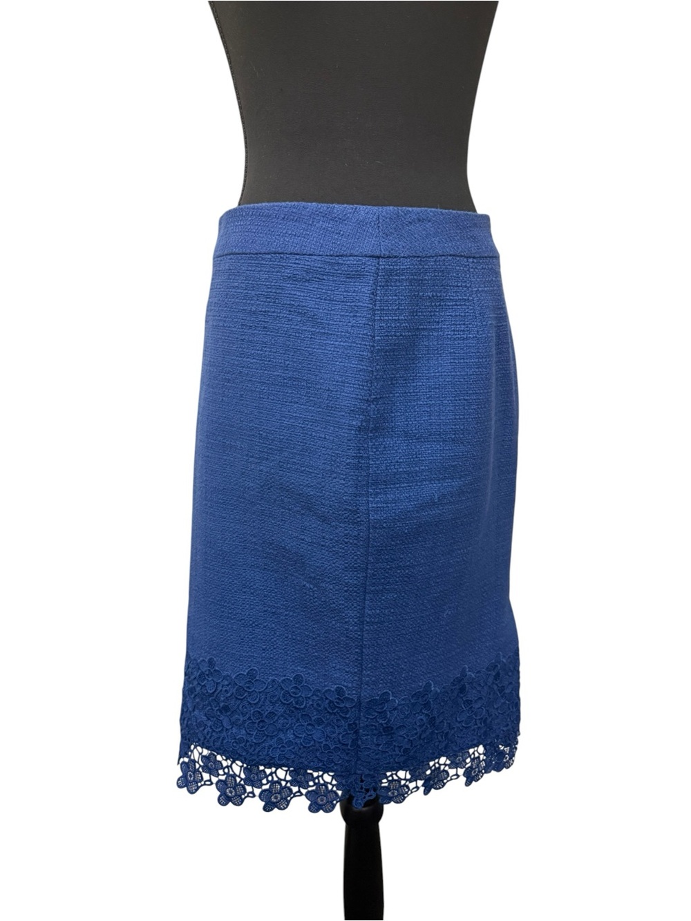 Talbots Blue Lace Hem Pencil Skirt Size 4 Textured Career Office Classic Chic - Picture 2 of 11